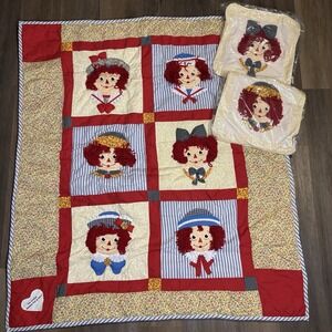 Vintage Raggedy Ann & Andy Quilt Sham Set Applause Blanket Throw